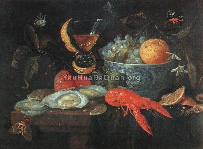 Still Life with Fruit and Shellfish - 简·凡·凯塞尔
